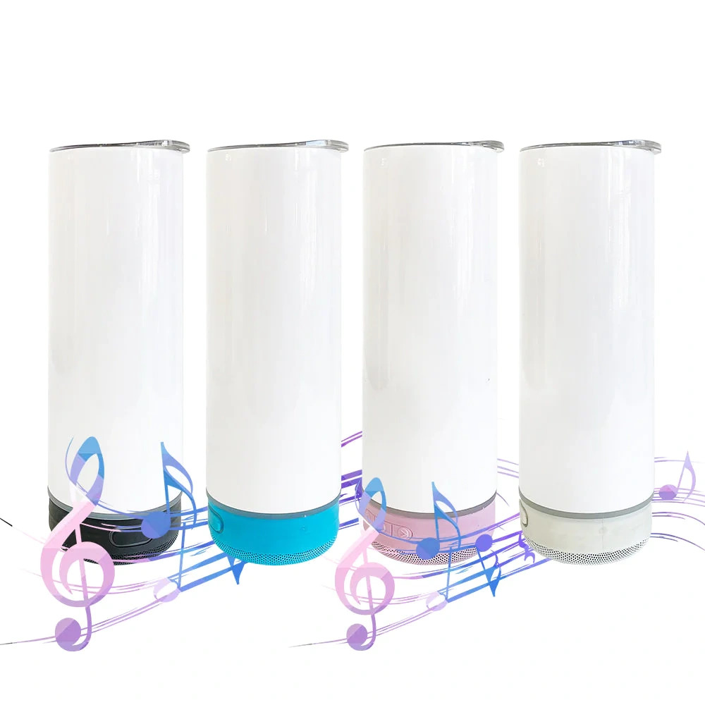 20oz Sublimation Blank Speaker Tumblers with plastic straws
