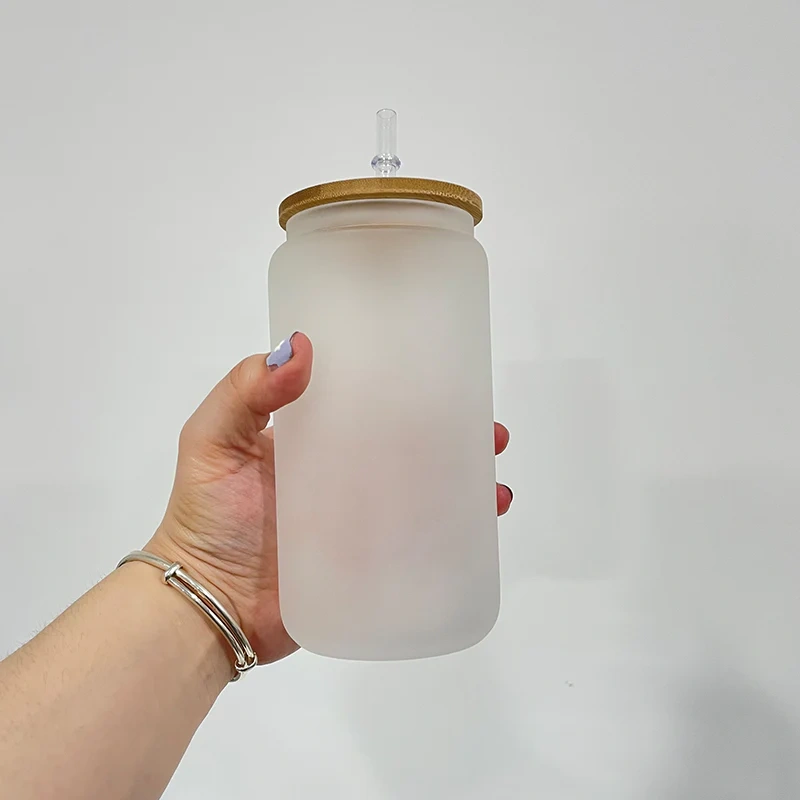 16oz blank sublimation glass cans clear and frosted