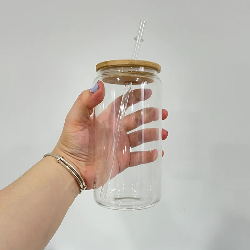 16oz blank sublimation glass cans clear and frosted
