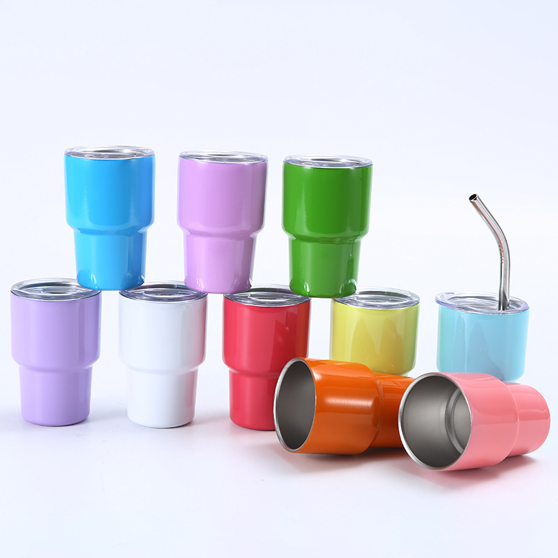 2oz mini sublimation shot glass blank tumblers with lids and straw