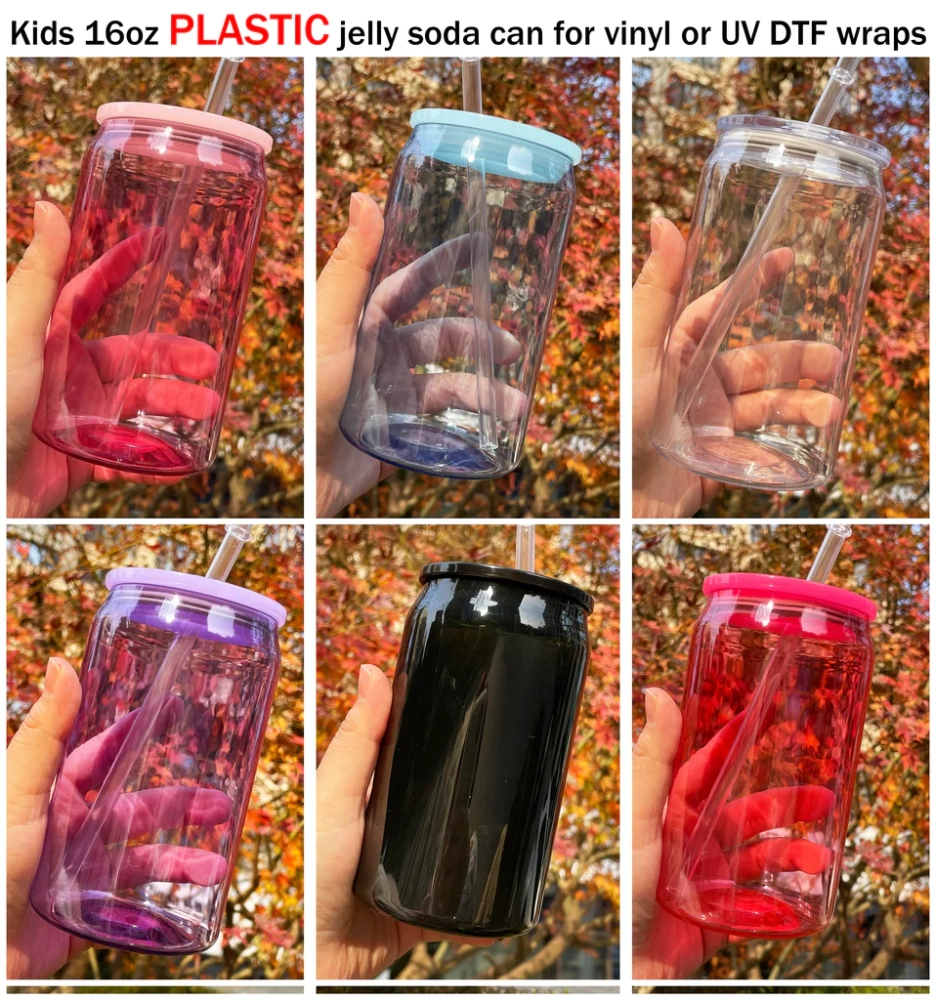 colored 16oz Acrylic Libbey Plastic can with Straw for Vinyl/UV DTF Wraps