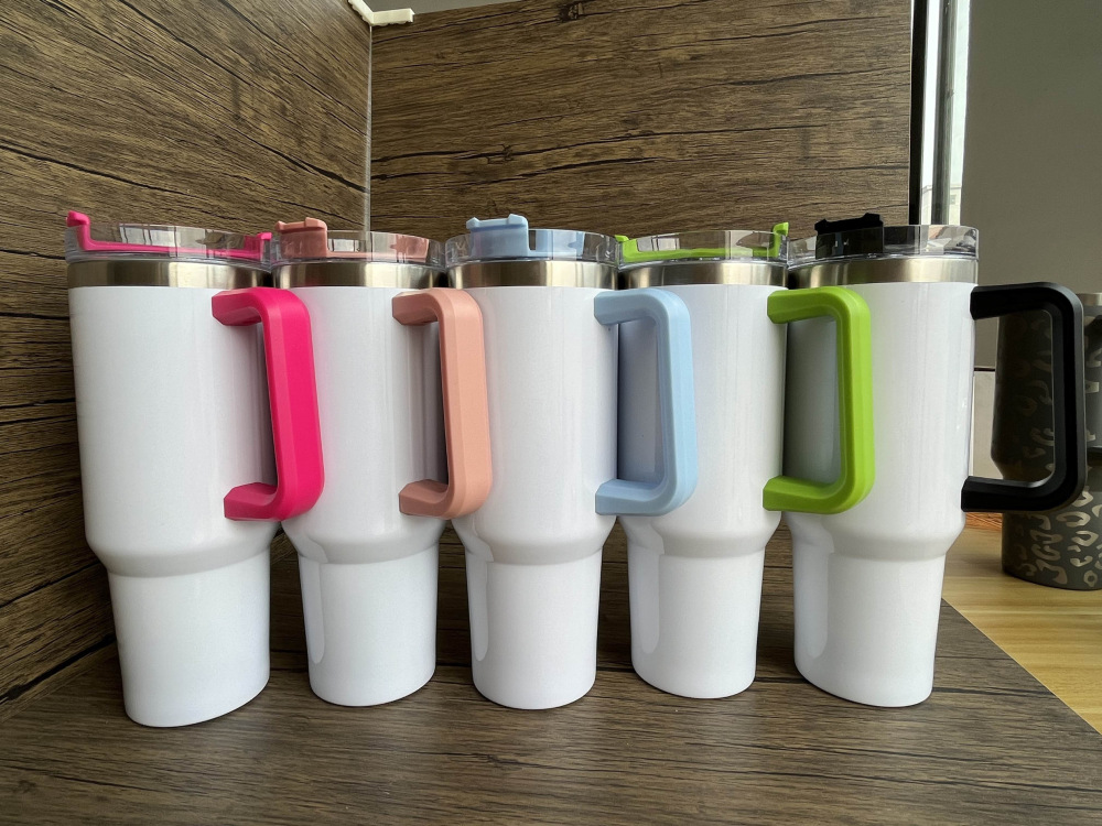 40oz sublimation tumbler with colored handle