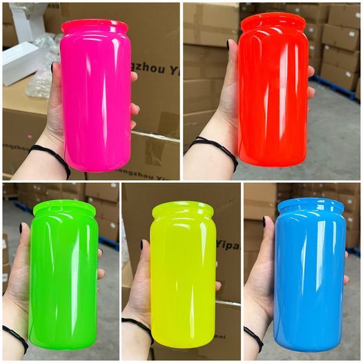 New Arrival 16oz Sublimation NEON Glass Libby Can-Mixed 5 Colors