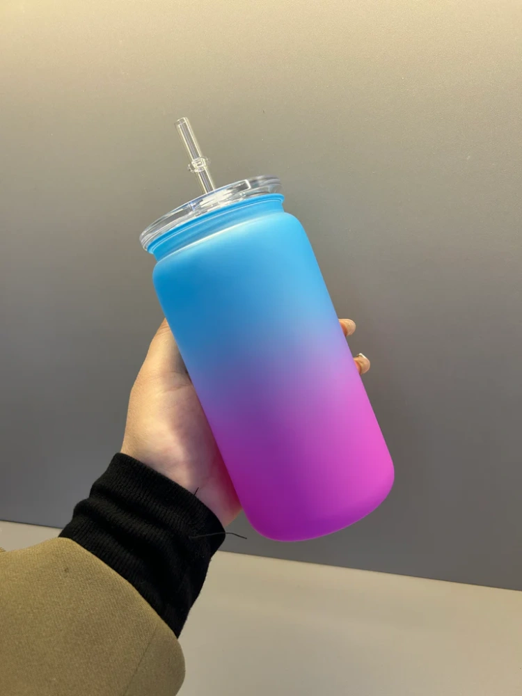16oz Acrylic Plastic Ombre Can with Colored Lid