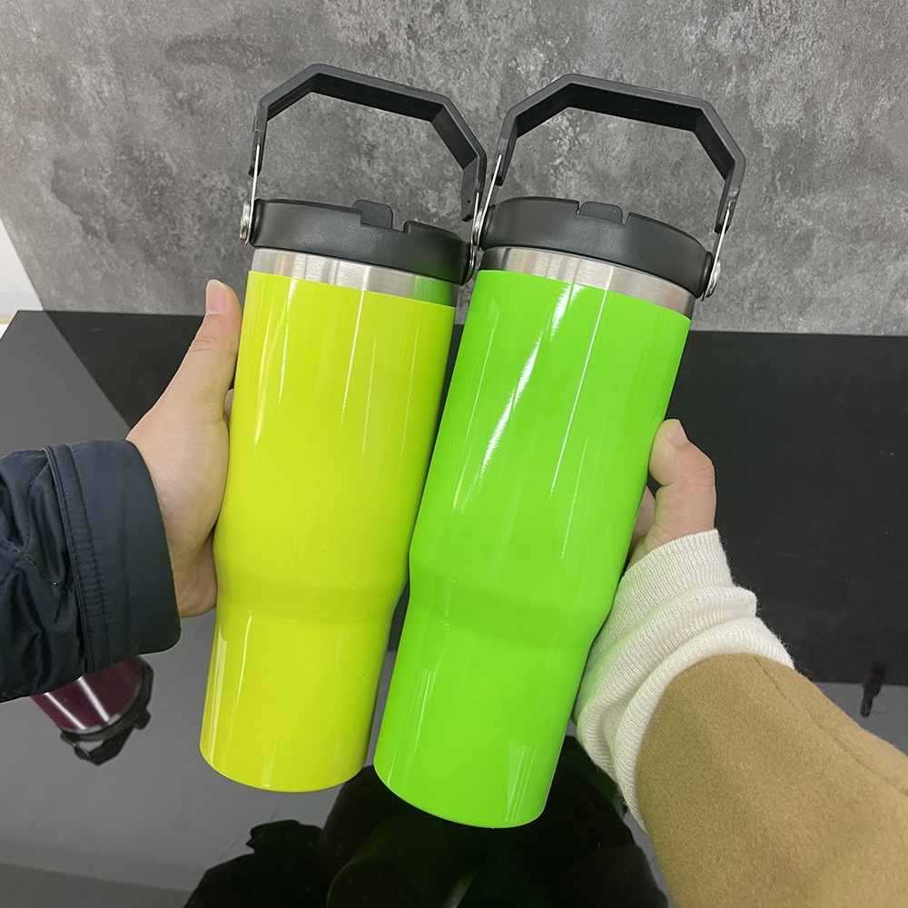 30oz neon colors flip straw water bottles blank sublimation kids tumblers