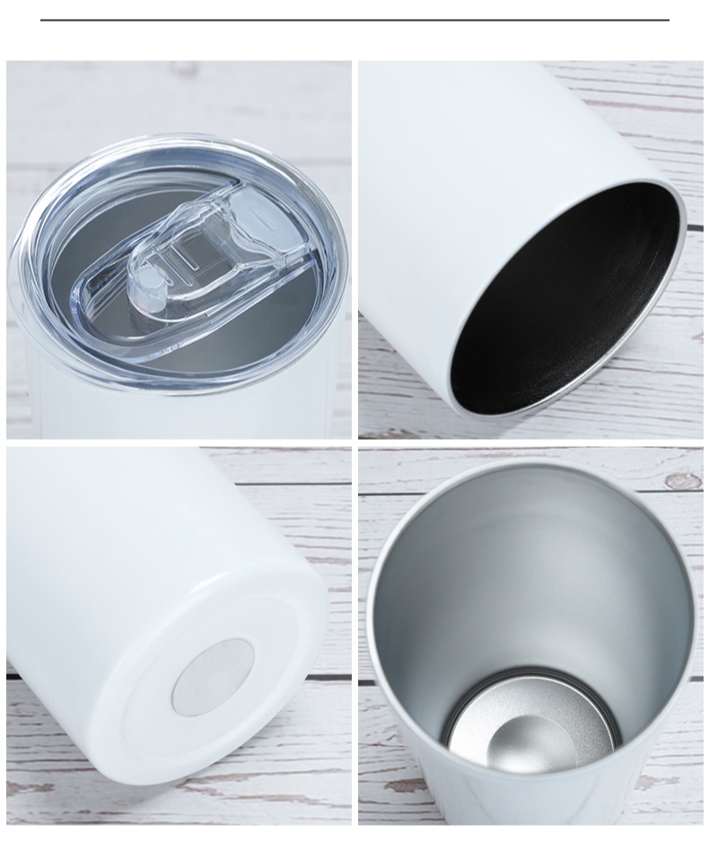 20oz sublimation skinny tumbler with plastic straw +rubber bottom
