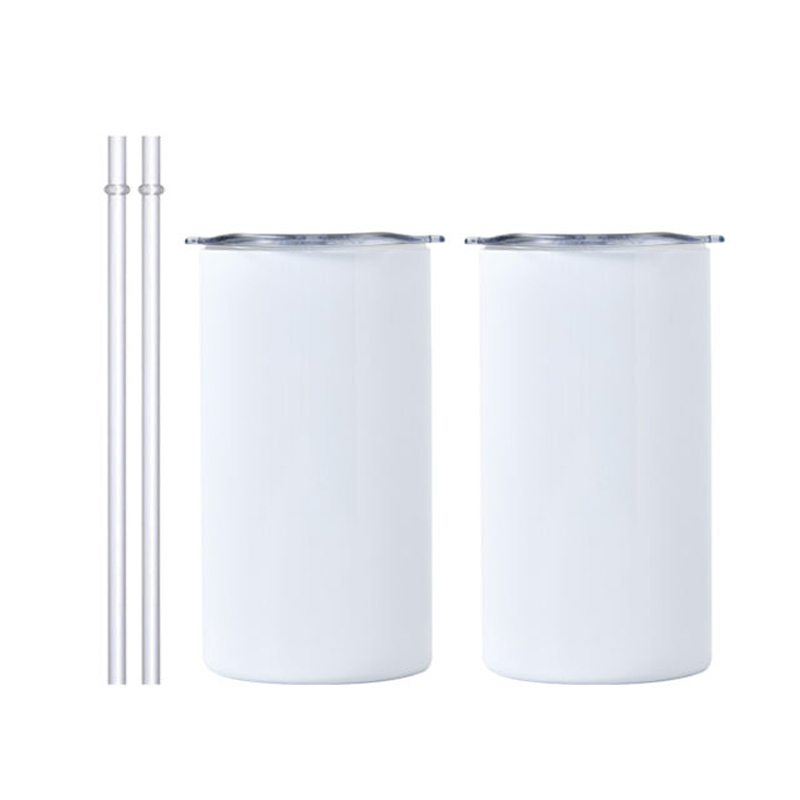 12oz sublimation skinny tumbler with plastic straw