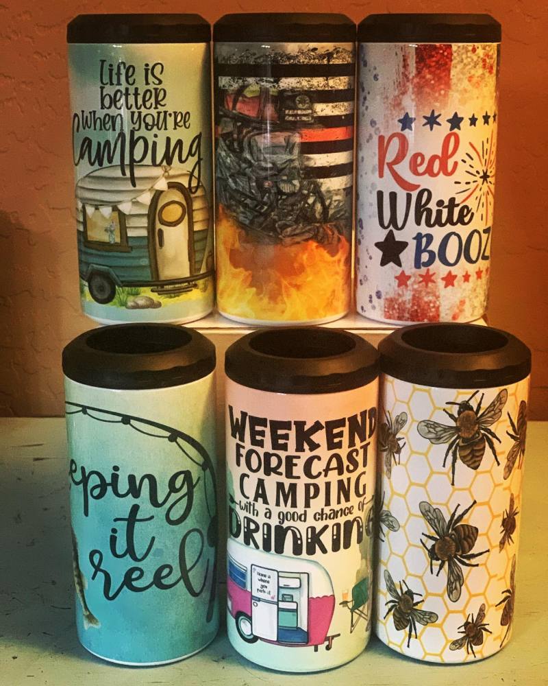16oz 4 In 1 Sublimation Can Cooler Blanks With 2 Lids And Plastic Straws