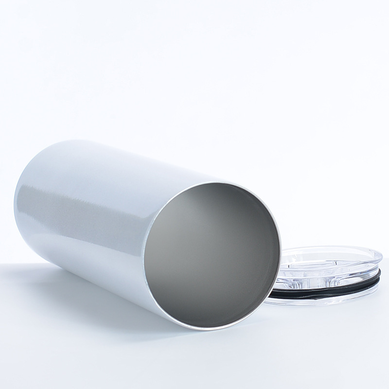 20oz sublimation white glitter tumbler with plastic straw