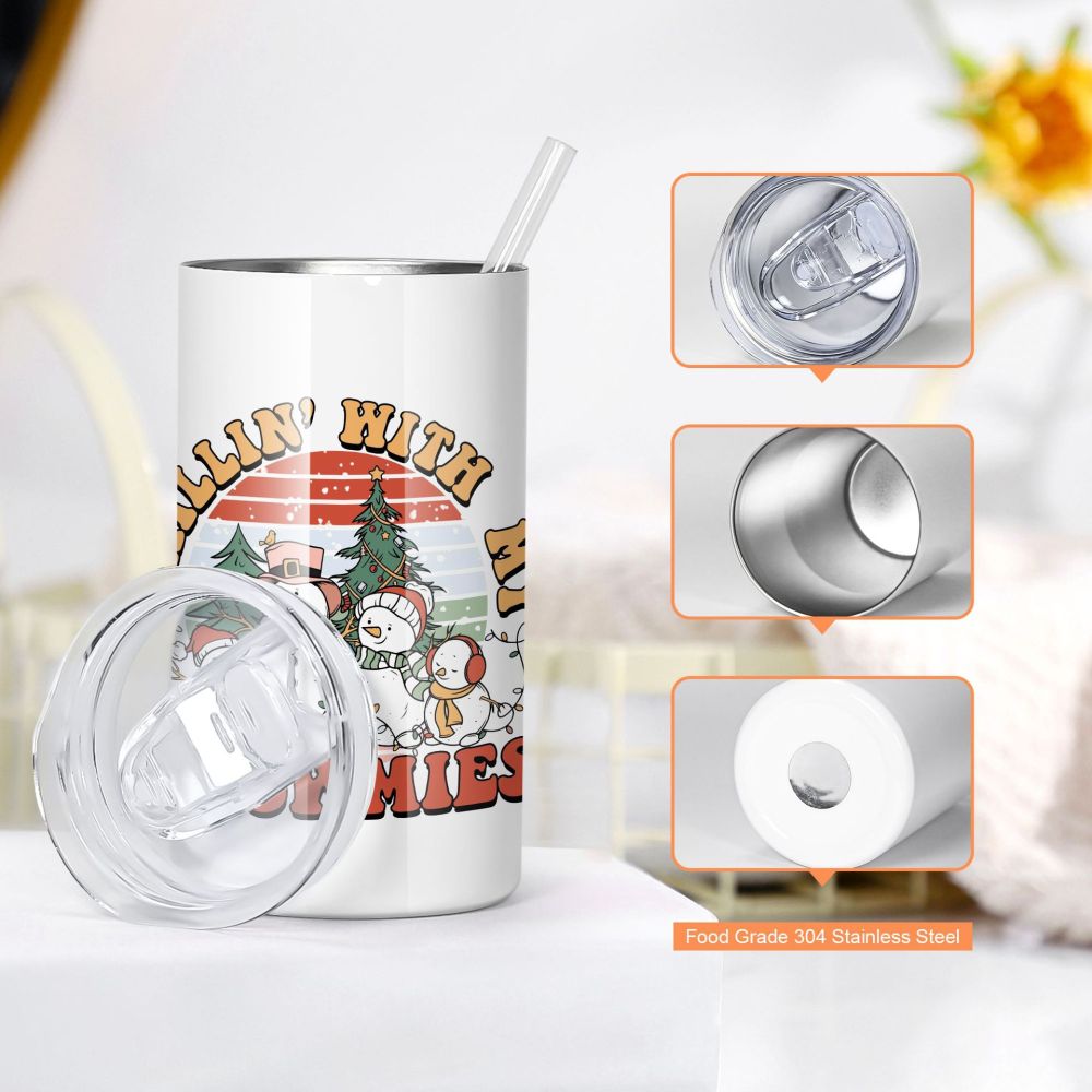 12oz sublimation skinny tumbler with plastic straw