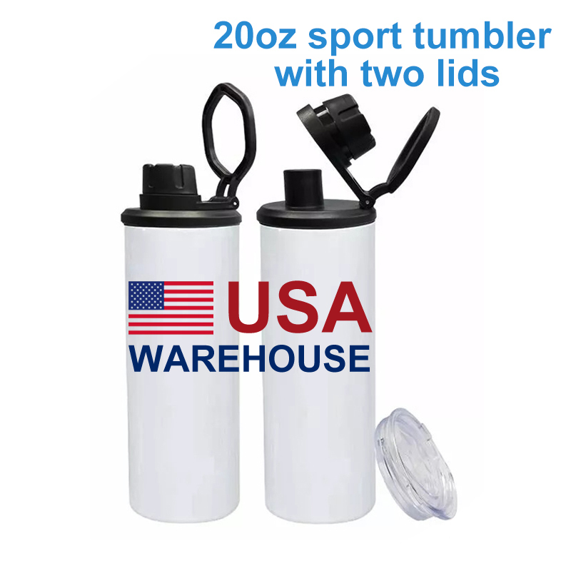 20oz Sublimation Sport Tumbler with 2 Lids - USA Warehouse