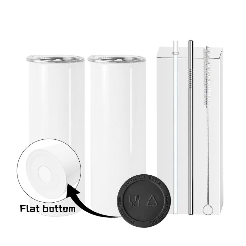 20oz Flat Edge Straight Sublimation Blanks Tumbler with All Attactments