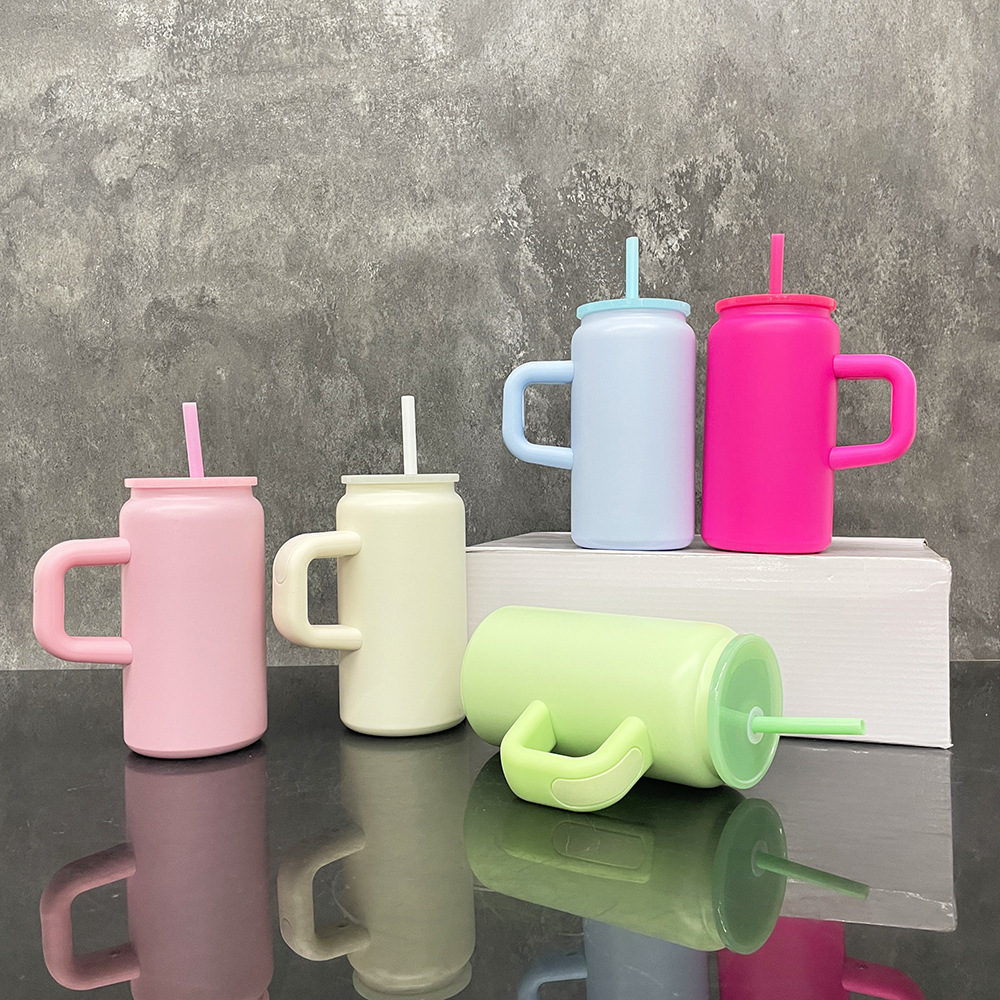 16oz Sublimation Matte Macaron  Stainless Steel Can With Handle