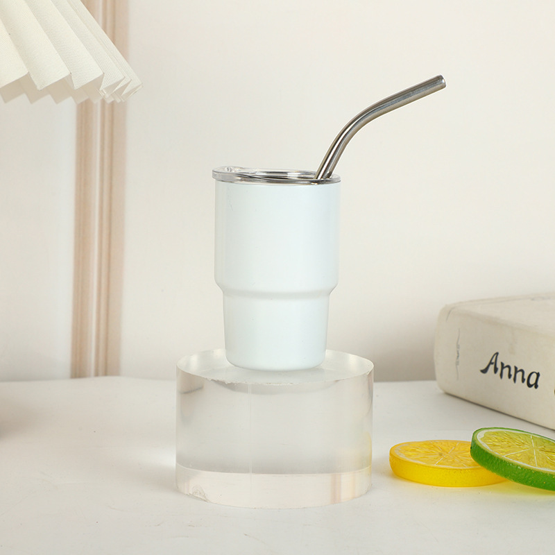 3oz Sublimation Stainless Steel Shot Tumbler With Bend Metal Straw