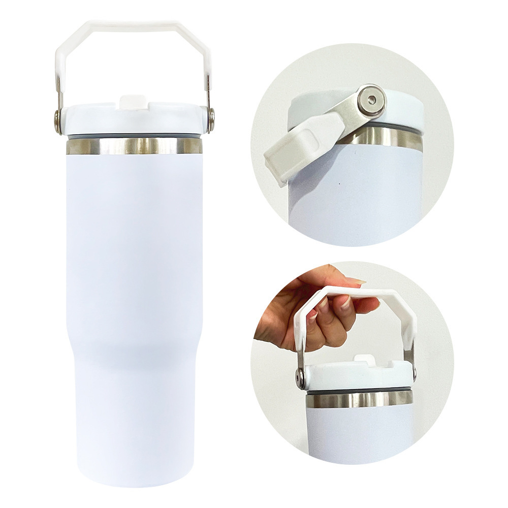 30oz Glossy Macaron Blank Sublimation Flip Straw Tumblers