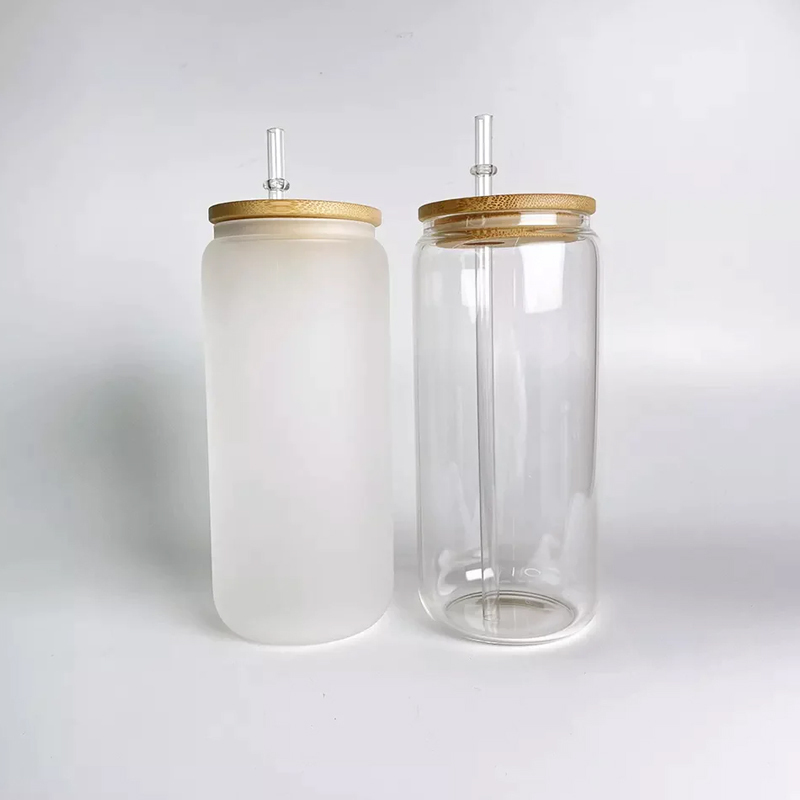 16oz Clear/Frosted Blank Sublimation Glass Can