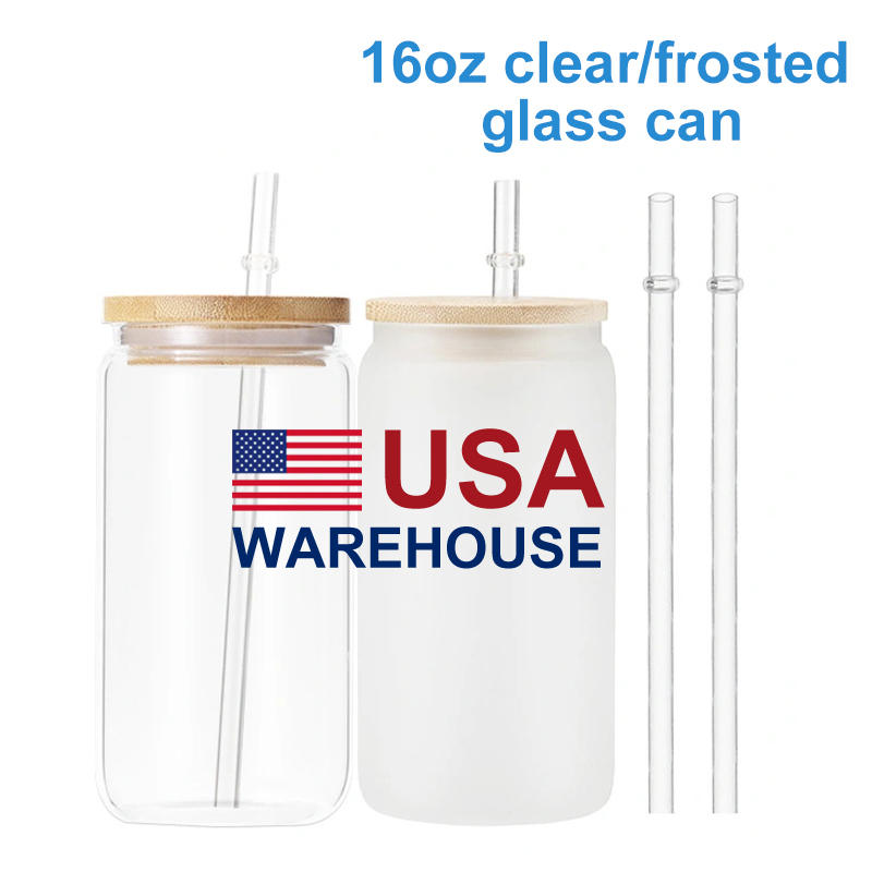 16oz Clear/Frosted Blank Sublimation Glass Can