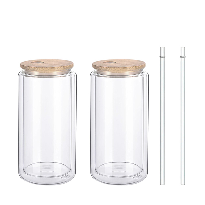 16oz Clear Double Wall Blank Sublimation Snowglobe Glass Can