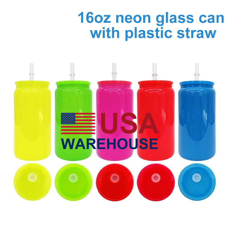 16oz Sublimation NEON Glass Libby Can - Mixed 5 Colors