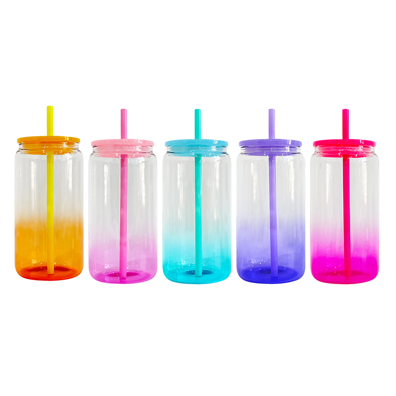 16oz Sublimation Ombre Jelly Glass Can USA Warehouse