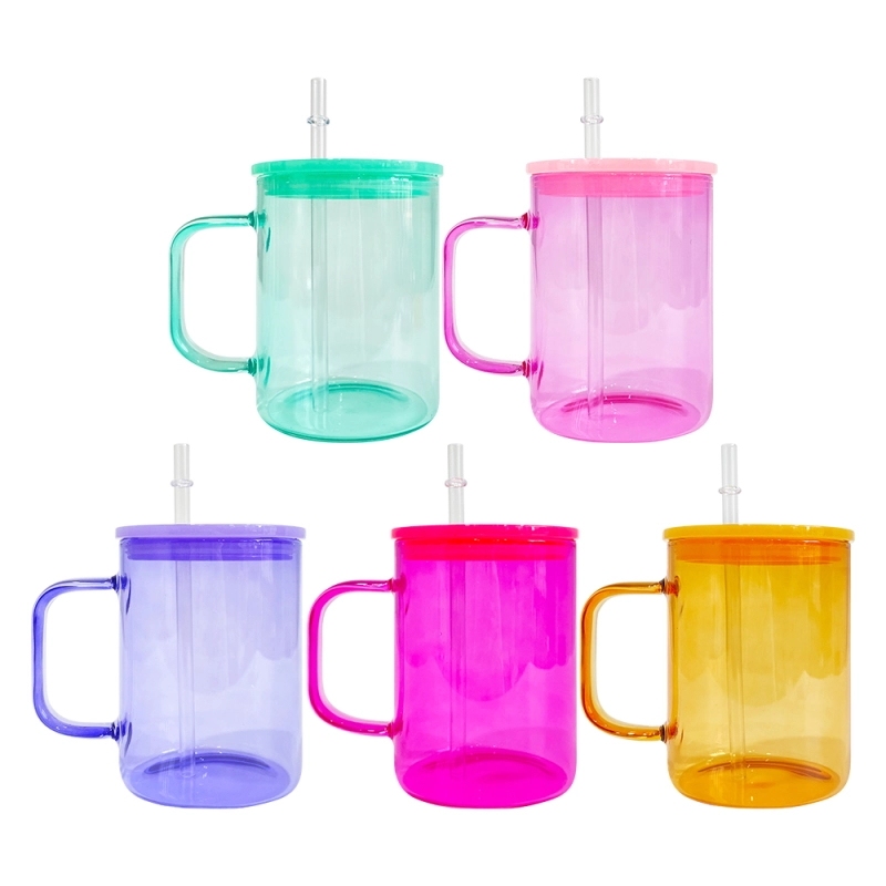17oz Blank Sublimation Jelly Colored Glass Mugs With Handles