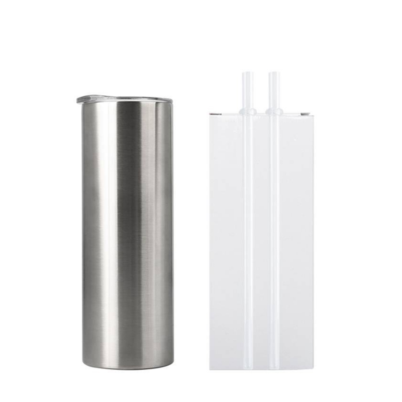 20oz Sublimation Stainless Steel Straight Tumbler With Plastic Straws