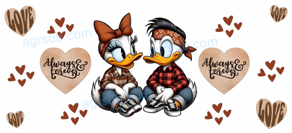 16oz UV DTF Disney Donald Duck Daisy Duck-AB4-98