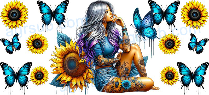 16oz UV DTF Tattooed cool girl/Alternative girl-AG2-1206