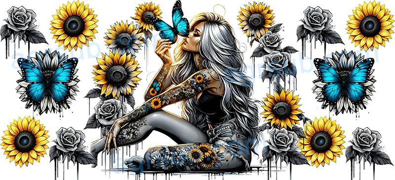 16oz UV DTF Tattooed cool girl/Alternative girl-AG2-1209