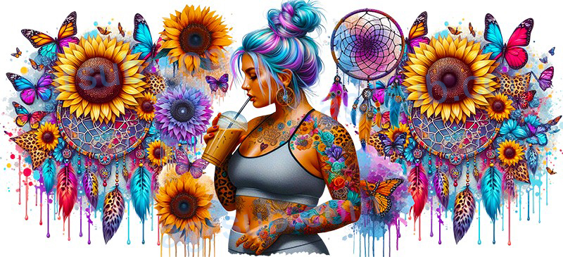 16oz UV DTF Tattoo Girl-AG2-1310