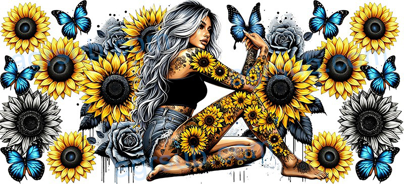 16oz UV DTF Tattooed cool girl/Alternative girl-AG2-1204