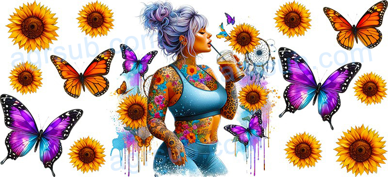 16oz UV DTF Tattoo Girl-AG2-1312