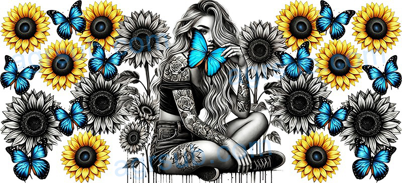 16oz UV DTF Tattooed cool girl/Alternative girl-AG2-1205