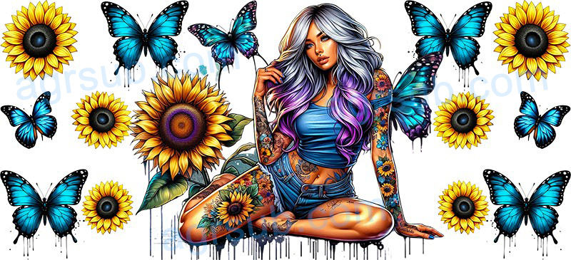 16oz UV DTF Tattooed cool girl/Alternative girl-AG2-1207