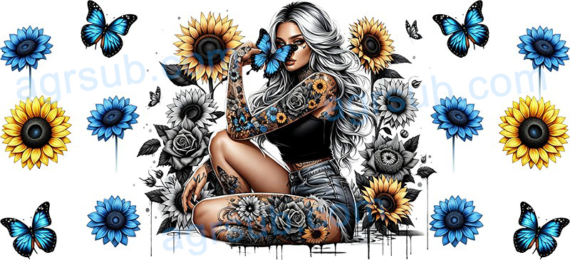 16oz UV DTF Tattooed cool girl/Alternative girl-AG2-1214