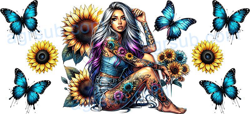 16oz UV DTF Tattooed cool girl/Alternative girl-AG2-1210