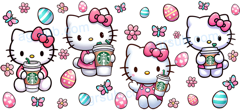 16oz UV DTF Easter Hello Kitty-AC4-3