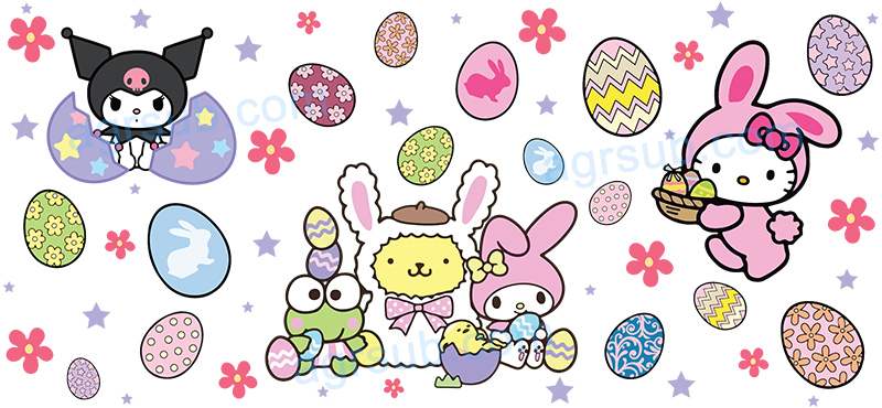 16oz UV DTF Easter Hello Kitty-AC4-32