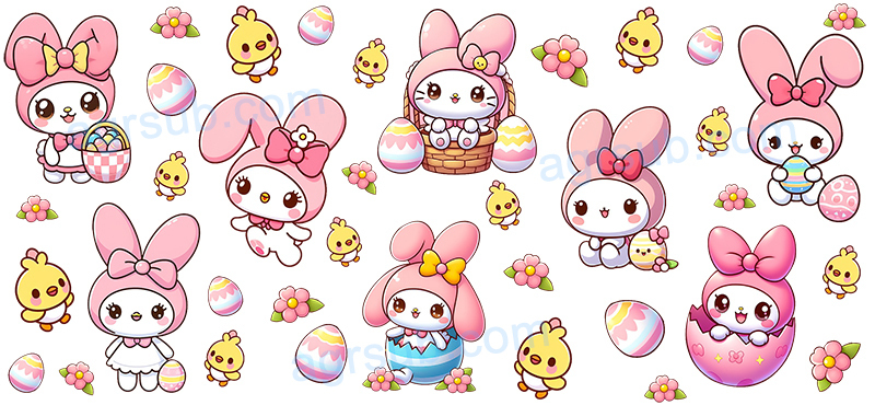 16oz UV DTF Easter Hello Kitty-AC4-12
