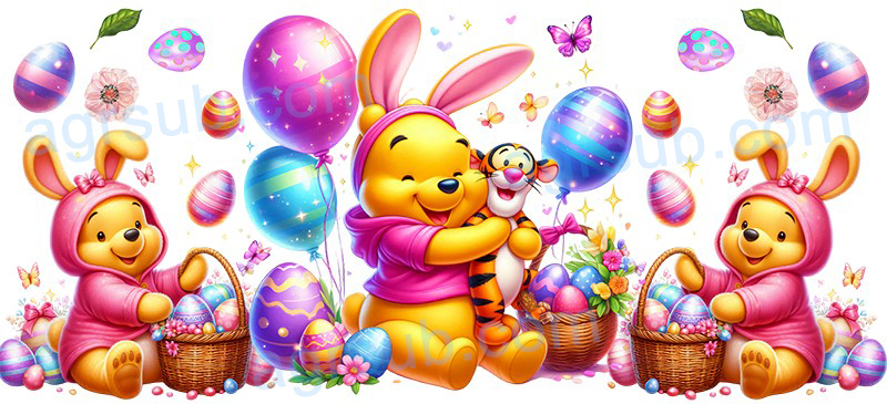 16oz UV DTF Happy Easter Winnie The Pooh-AC4-1198