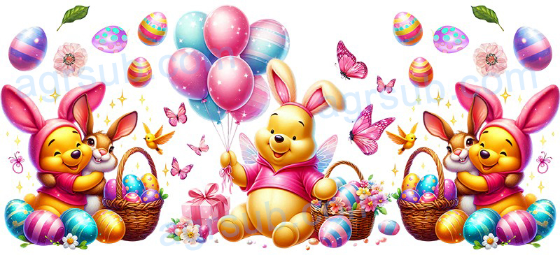 16oz UV DTF Happy Easter Winnie The Pooh-AC4-1197