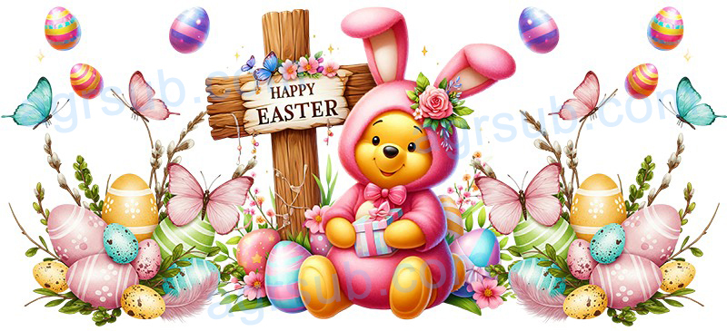 16oz UV DTF Happy Easter Winnie The Pooh-AC4-1188