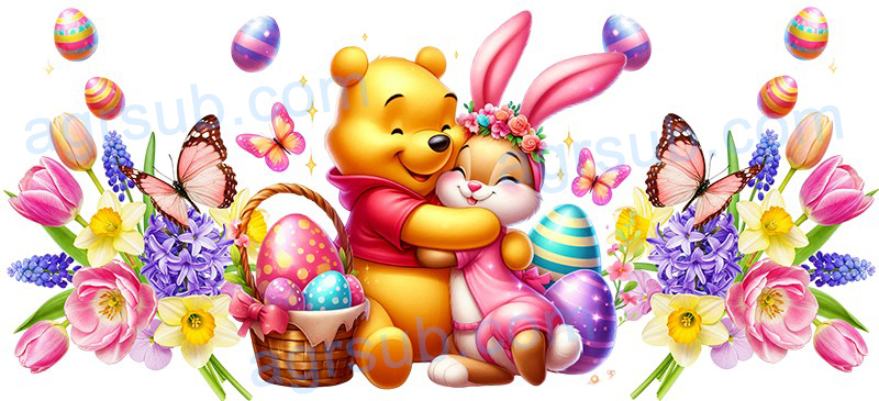 16oz UV DTF Happy Easter Winnie The Pooh-AC4-1196