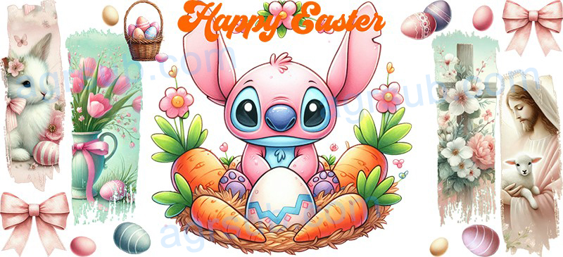 16oz UV DTF Stitch Easter-AC4-1019