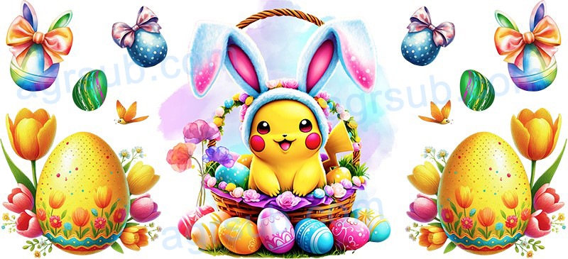 16oz UV DTF Pikachu Bunny Ears Easter-AC4-1176