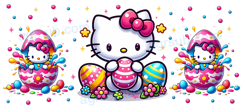 16oz UV DTF Easter Hello Kitty-AC4-18