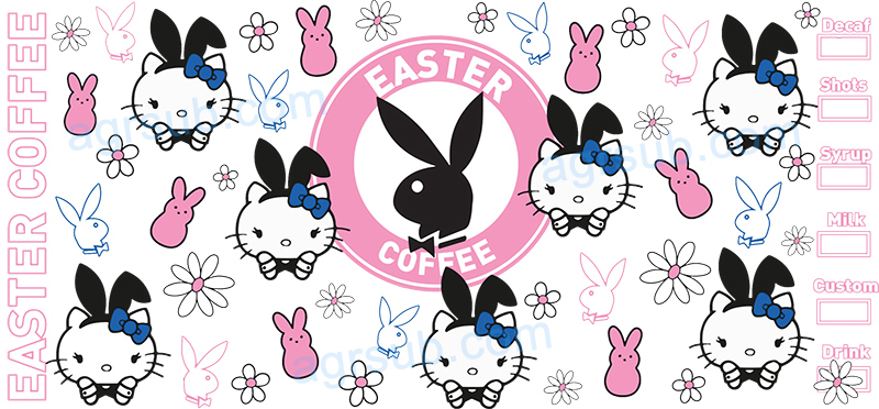 16oz UV DTF Easter Hello Kitty-AC4-13