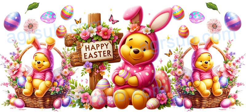 16oz UV DTF Happy Easter Winnie The Pooh-AC4-1191