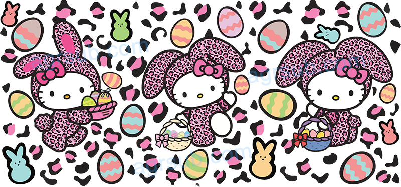 16oz UV DTF Easter Hello Kitty-AC4-15