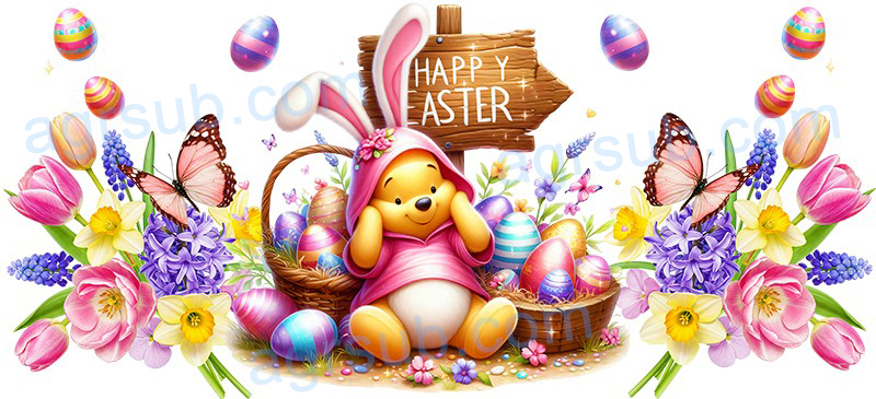 16oz UV DTF Happy Easter Winnie The Pooh-AC4-1190